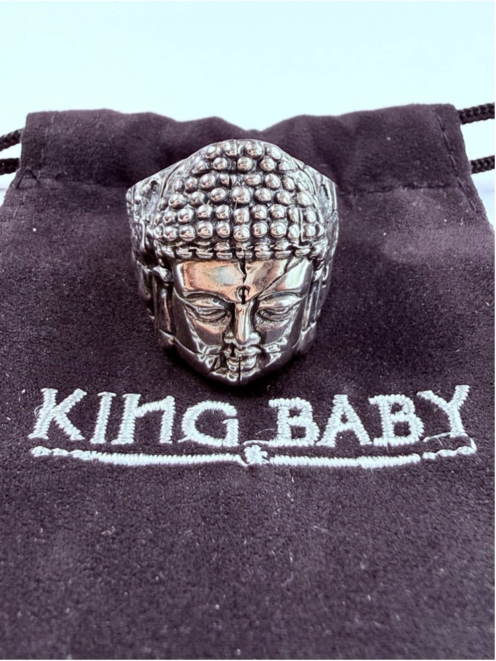 King Baby Massive Buddha Temple Ruin 925 Sterling Chrome Silver Heart Ring